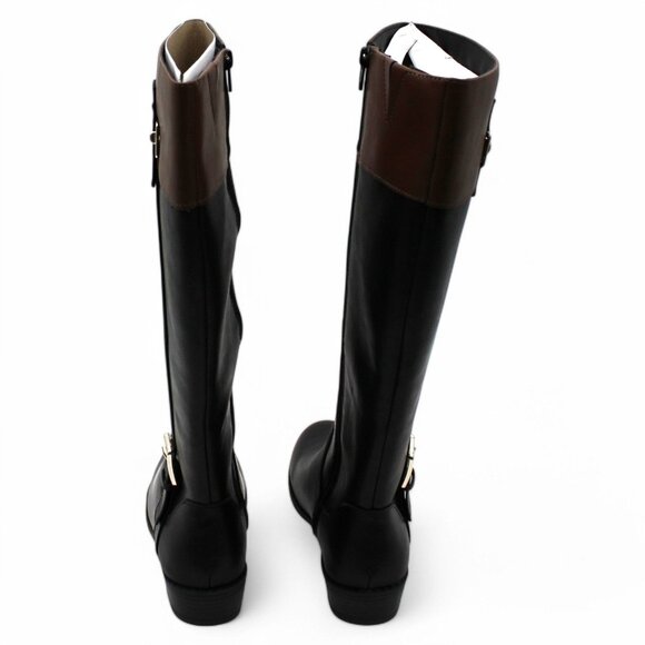 KAREN SCOTT Womens Black Buckle Accent Wide Calf Round Toe Stacked Heel Zip-up R - Picture 7 of 7